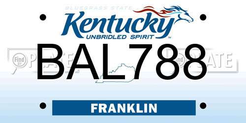 BAL788 Kentucky License Plate