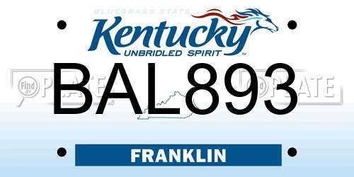 BAL893 Kentucky License Plate