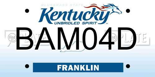 BAM04D Kentucky License Plate