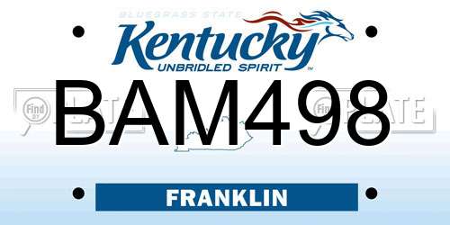 BAM498 Kentucky License Plate