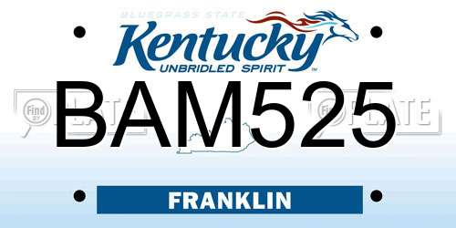 BAM525 Kentucky License Plate