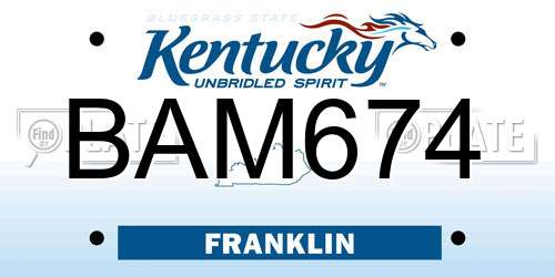 BAM674 Kentucky License Plate