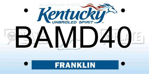 BAMD40 Kentucky License Plate