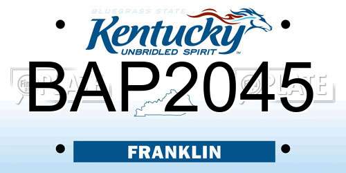 BAP2045 Kentucky License Plate