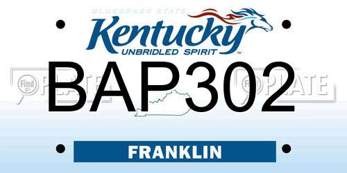 BAP302 Kentucky License Plate