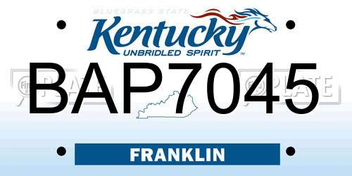 BAP7045 Kentucky License Plate