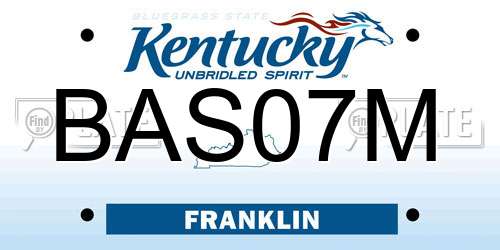 BAS07M Kentucky License Plate