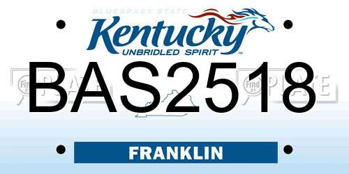 BAS2518 Kentucky License Plate