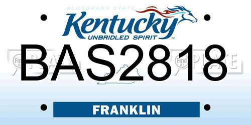 BAS2818 Kentucky License Plate