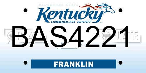 BAS4221 Kentucky License Plate