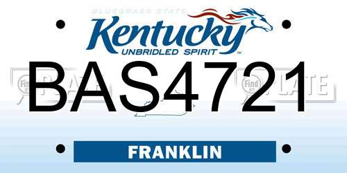 BAS4721 Kentucky License Plate