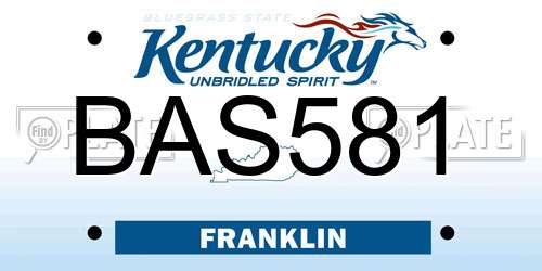 BAS581 Kentucky License Plate