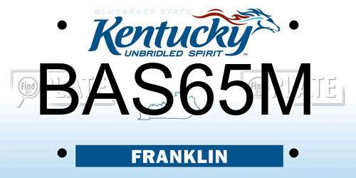 BAS65M Kentucky License Plate