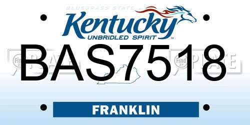 BAS7518 Kentucky License Plate