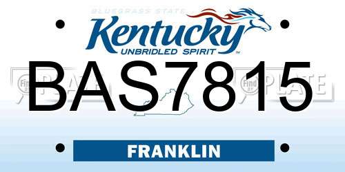 BAS7815 Kentucky License Plate