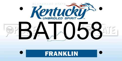 BAT058 Kentucky License Plate