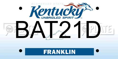 BAT21D Kentucky License Plate