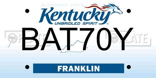 BAT70Y Kentucky License Plate