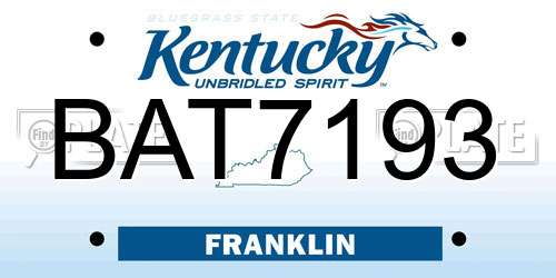 BAT7193 Kentucky License Plate