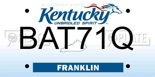 BAT71Q Kentucky License Plate