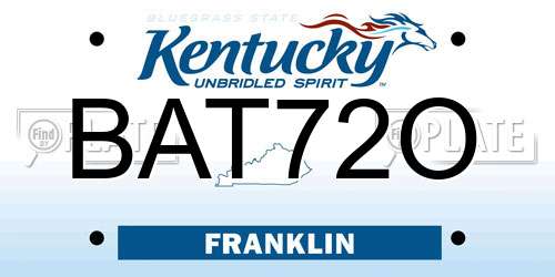 BAT72O Kentucky License Plate