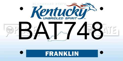 BAT748 Kentucky License Plate
