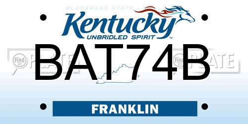 BAT74B Kentucky License Plate