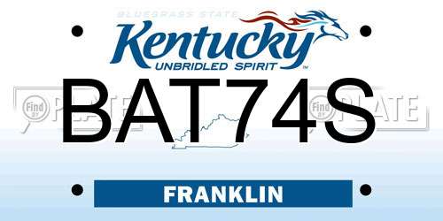 BAT74S Kentucky License Plate
