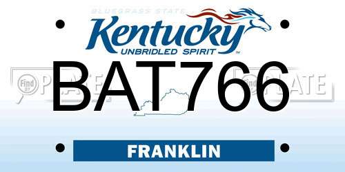 BAT766 Kentucky License Plate