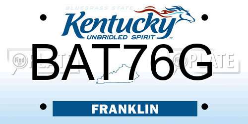 BAT76G Kentucky License Plate