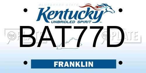 BAT77D Kentucky License Plate
