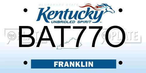 BAT77O Kentucky License Plate