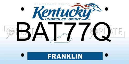 BAT77Q Kentucky License Plate