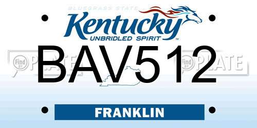 BAV512 Kentucky License Plate