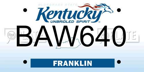 BAW640 Kentucky License Plate