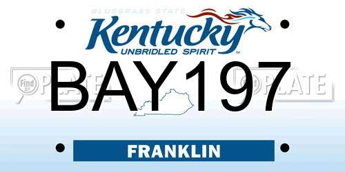 BAY197 Kentucky License Plate