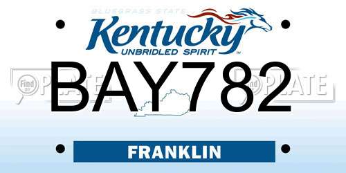 BAY782 Kentucky License Plate