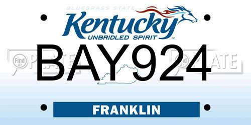 BAY924 Kentucky License Plate