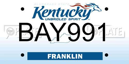 BAY991 Kentucky License Plate