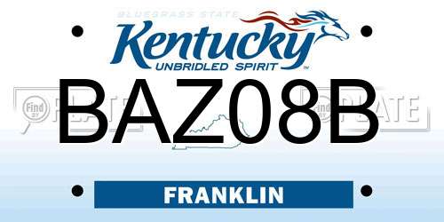 BAZ08B Kentucky License Plate