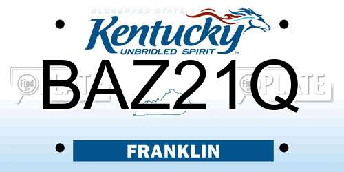 BAZ21Q Kentucky License Plate