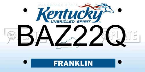 BAZ22Q Kentucky License Plate
