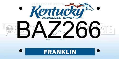 BAZ266 Kentucky License Plate