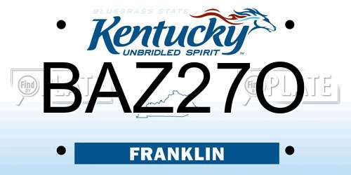 BAZ27O Kentucky License Plate