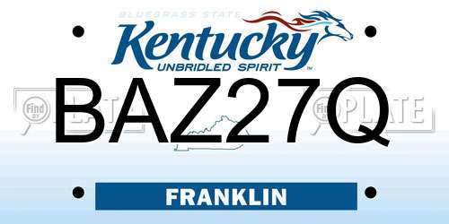 BAZ27Q Kentucky License Plate