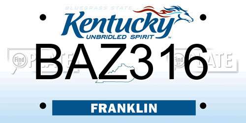 BAZ316 Kentucky License Plate