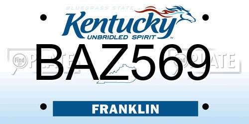 BAZ569 Kentucky License Plate