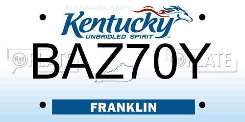 BAZ70Y Kentucky License Plate