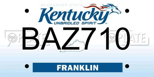 BAZ710 Kentucky License Plate