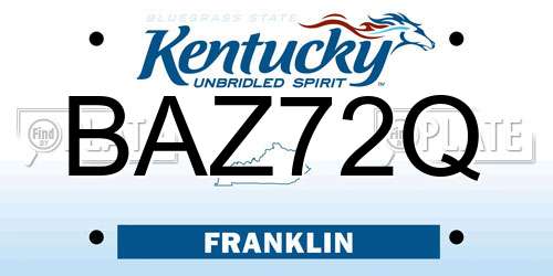 BAZ72Q Kentucky License Plate